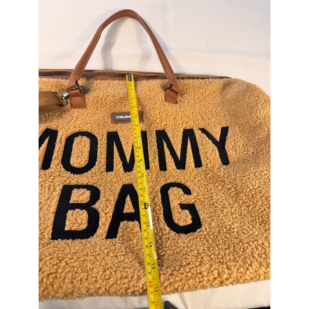 Childhome Teddy Mommy Bag Brown Fuzzy Diaper Travel Duffle NWOT - Picture 13 of 14